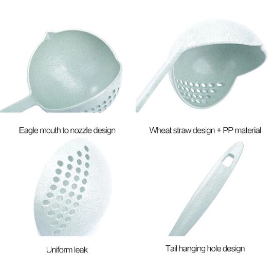2 In 1 Plastic Straining Ladle Soup Pan Spoon with Filter Strainer Kitchen Cooking Tools