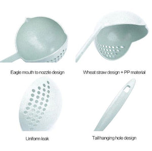2 In 1 Plastic Straining Ladle Soup Pan Spoon with Filter Strainer Kitchen Cooking Tools